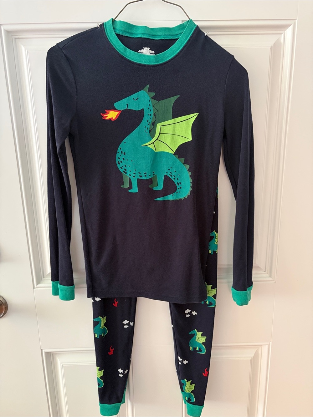 Kids Dragon Pajama Set - Navy and Teal